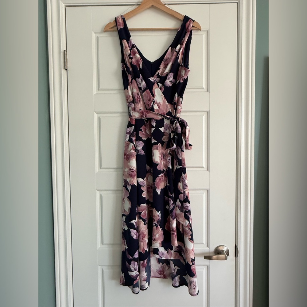 Laura Floral Navy and Pink Wrap Dress